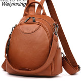 Weiyinxing quality leather backpack women large capacity travel backpack fashion school bags for teenage girls shoulder bags mochila