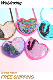 Weiyinxing Children's Bag 2023 Cute Girl Heart One-shoulder Bag Crossbody Bag DIY Funny Heart Sequin Coin Purse Key Packet Handbag