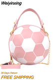 Weiyinxing Fashion Women Ball Bag Soft PU Leather Round Crossbody Thick Chain Hand Bags And Purses Female Basketball Bag Woven Bag
