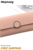 Weiyinxing Wallets Ladies Casual Simple New Women's Clutches Long Tri-fold Wallets Documents Coin Purses Card Holders Solid Color