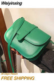 Weiyinxing Color Simple Women Saddle Bag Green PU Leather Crossbody Shoulder Bags 2023 Winter Fashion Luxury Women Handbags and Purse