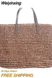 Weiyinxing rattan large capacity tote for women wicker woven wooden handbags summer beach straw bag lady big purses travel sac 2023