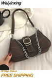 Weiyinxing Nubuck Women Shoulder Bags Matte Leather Solid Color Ladies Underarm Bag Fashion Female Chain Small Purse Handbags