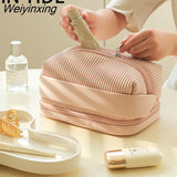 Weiyinxing Makeup Bag Leather Cosmetic Bag Women Multifunction Toiletries Organizer Portable Travel Waterproof Storage Case