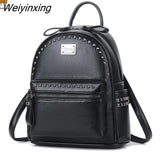 Weiyinxing Brand Rivet Design Women's Backpack 2023 High Quality Classic Girl's Rucksack Fashion Large Student Knapsack Black Red