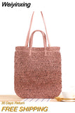 Weiyinxing Straw Women Shoulder Bags Wicker Woven Handbags Rattan Summer Beach Bag Large Capacity Tote Lady Big Purses Shopper New