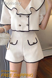 Weiyinxing Fragrance Shorts Set Korean Fashion Casual Two Piece Set Women Shirt Crop Top + Shorts Suits Elegant 2 Piece Pants Sets