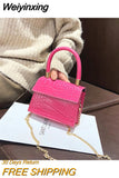 Weiyinxing Pattern Pink Crossbody Bag for Women Fashion All-match Female Chain Shoulder Bags Mini Purses Handbags Designer Bags