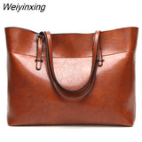 Weiyinxing YIDE Women Shoulder Bag Fashion Women Handbags Oil Wax Leather Large Capacity Tote Bag Casual Pu Leather women Messenger bag