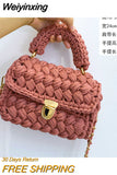 Weiyinxing Rope Woven Women Handbags Designer Knitting Chains Shoulder Crossbody Bag Casual Lady Hand Bags Small Flap Purses 2023