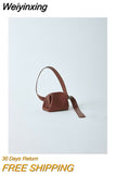 Weiyinxing Ins New Pattern Retro SaddleWomen Messenger Bag Wide Shoulder Strap Chain Small Crossbody Bag PU Leather Luxury Designer