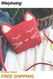 Weiyinxing Children's Coin Purse Handbags Baby Girls Cat Mini Shoulder Bag Cute Princess Messenger Bags Faux Suede Small Bags for Kids