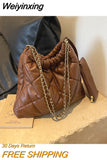 Weiyinxing Lattice Tote Shouler Bags for Women Handbags Purses 2023 New Vintage Ladies Padded Bags Luxury Brand Designer Big Capacity