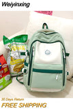 Weiyinxing Patchwork Color Multi-Pocket Female Backpack Book School Bag for Teenage Girls Boys Student Women's Travel Rucksack
