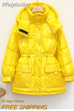 Weiyinxing Down Parka Oversize 2023 90% White Duck Down Jacket Winter Candy Bright Coat Women Snow Clothes Loose Medium Long