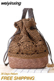 weiyinxing rattan women backpacks bohemian hollow out straw bag large capacity backpack for lady summer beach purses 2023 travel sac