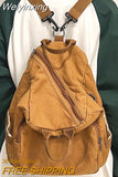 Weiyinxing Canvas Vintage Backpack Fashion Women Laptop Bags Brown Trendy Lady Small Backpack Girl Travel School Bag College Student