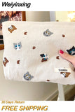Weiyinxing Canvas Cotton Women Makeup Bag New Organize Zipper Pen Bags Cute Cat Embroidery Travel Wash Pouch Female Cosmetic Clutch