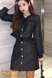 Weiyinxing Quality Autumn Elegant Fashion Small Fragrance 2 Piece Set Women Shirt Top + Tweed Skirt Suits Korean Sweet Two Peice Sets