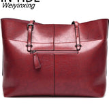 Weiyinxing YIDE Women Shoulder Bag Fashion Women Handbags Oil Wax Leather Large Capacity Tote Bag Casual Pu Leather women Messenger bag