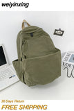 weiyinxing Men Black Rucksack Simple Canvas Women Knapsack Fashion Lovers Shoulder Bag Backpack Schoolbag College Mochila School