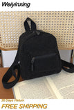 Weiyinxing Women's Backpacks Small Plush Female Backpack Mini Shoulder Bag Winter New Soft Fluffy Fur Girls School Bag Mochila 2023