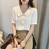 Weiyinxing Women White Blouse Short Sleeve Chiffon Blouse Shirt Tops Blouse Women Blusas Mujer De Moda 2023 Blouses Femme Shirts F93