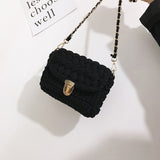 weiyinxing Handmade Woven Crossbody Bag for Women Designer Knitting Chains Shoulder Bag Casual Lady Small Flap Female Purses 2023