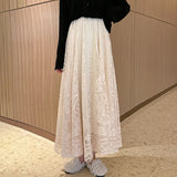 Weiyinxing High Waist Lace Skirts Women Spring Summer Skirt 2023 Korean Elegant Casual A-line Black Apricot Long Maxi Skirts X091