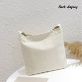 Weiyinxing and White Canvas Tote Bags for Women Designer Handbag Japan Shopper with Front Pocket Magnetic Closure Lady's Shoulder Bag