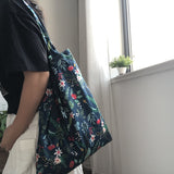Weiyinxing Fashion Design Women Flower Handbag Classic Book Shopping Shoulder Bags Original Ladies Cotton Fabric Totes Bag For Girls