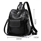 weiyinxing Women Backpack PU Leather Fashion Casual Tassel Bags High Quality Female Shoulder Bag Large Capacity School Backpacks for Girls