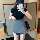 Weiyinxing Black Summer Mini Skirts Shorts Ruffles High Waist Streetwear Short Shorts A-Line Pleated Bud Clubwear Sexy Loose Z348