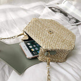 weiyinxing rattan women shoulder bags chic hexagon wicker woven crossbody bag lady summer beach straw bags handmade small purses