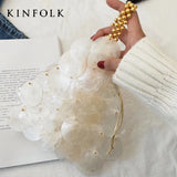 Weiyinxing shell bags for women luxury evening sequins handbags lady mini chain shoulder bag designer girl pearl pendant crossbody bag