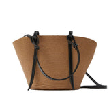 weiyinxing Capacity Splice Straw Bags Women Shoulder Bag Brands Woven Women&#39;s Handbag Summer Big Travel Beach Basket Bag Tote Purse