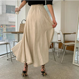 Weiyinxing Cotton Line Long Skirts Women High Waist Big Swing Split Summer Skirt Vintage Harajuku Buttons Irregular Midi Skirt Z017