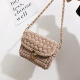 weiyinxing Handmade Woven Crossbody Bag for Women Designer Knitting Chains Shoulder Bag Casual Lady Small Flap Female Purses 2023