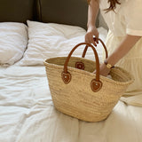Weiyinxing Summer Handmade Bags Women Beach Weaving Ladies Straw Bag Wrapped Beach Bag Rattan Kintted Top Handle Handbags Travel Totes