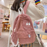Weiyinxing Female Kawaii Corduroy Laptop College Backpack Trendy Girl Green Cool Cute Bag Fashion Women School Bag Lady Travel Backpack