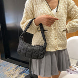 Weiyinxing Lattice Pattern Shoulder Bags Space Cotton Handbag Women Small Fluffy Tote Pack Feather Padded Ladies Quilted Underarm Bag