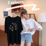 Weiyinxing Cartoon Print Summer T-Shirts Women Short Sleeve O-Neck Casual Cotton Loose Shirts Girls Korean Tops Tees Harajuku W971