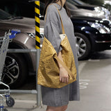 Weiyinxing Women Tote Shoulder Bag Foldable Kraft Paper Fashion Shopping Bags Leisure Handbag Purse