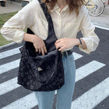 Weiyinxing Retro Literature Embroidery Embroidered Shoulder Handbag Student Class Large-capacity Casual Ladies Shopping Bag Open