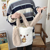 Weiyinxing Ears Soft Plush Women Small Shoulder Bag Artificial Lamb Wool Ladies Handbags Lovely Girl Furry Casual Tote Messenger Bags