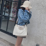 Weiyinxing Women's Tote Bag Casual Canvas Large Capacity Shopping Female Crossbody Schoolbags Solid Shoulder Shopper Bags For Women Handbag