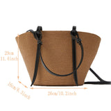 weiyinxing Capacity Splice Straw Bags Women Shoulder Bag Brands Woven Women&#39;s Handbag Summer Big Travel Beach Basket Bag Tote Purse