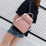 weiyinxing Women's Pu Leather Backpack Female Solid Color Small Double Shoulder Bags Mochila Backbag Schoolbag for Teenger Girls