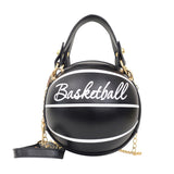 Weiyinxing women pu leather basketball bag 2023 new ball purses for teenagers circular shoulder bags female crossbody chain bag