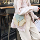 weiyinxing rattan women shoulder bags chic hexagon wicker woven crossbody bag lady summer beach straw bags handmade small purses